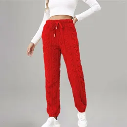 Women's Pants Women Sweatpants Fashion Solid Color Fleece Korean Sports Oversize Sweat Joggers Winter Warm Plush Velvet Trousers