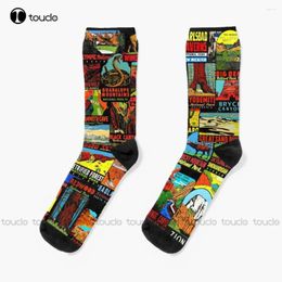 Women Socks American National Parks Vintage Travel Decal Bomb Men Personalized Custom Unisex Adult Teen Youth Fashion