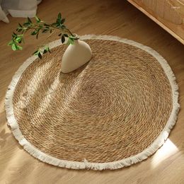 Carpets Round Woven Grass Rugs Handmade Jute Rattan Carpet With Tassel For Bedroom Vintage Home Decor Floor Mats Living Room Door Mat