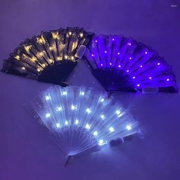 Decorative Figurines Elegant Lace Hand Fan Folding Fans With Led Lights For Costume Parties Cosplay Holiday Decor Wedding Dance