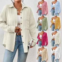 Women's Blouses Elegant Muslin Cotton Gauze Shirts For Women Long Sleeve Button Up Casual Office Lady Outfits Blusas Mujer De Moda 2024