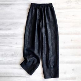 Women's Pants Arrival Spring Summer Arts Style Women Elastic Waist Loose Ankle-length High Quality Vintage Black Harem C964