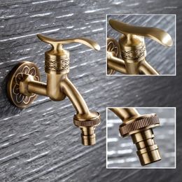 Bathroom Sink Faucets Zinc Alloy/Brass Garden Faucet Washing Machine Carved Wall Mount Bibcock Antique Mop Pool WC Dual Use Tap