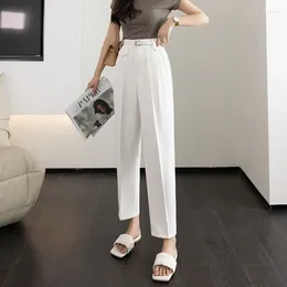 Women's Pants Korean Style Casual Trousers 2024 Summer Cigarette Skinny Harem Cropped Suit F