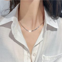 High Quality Flat Snake Chain Necklace Punk 14K Yellow White Gold Neck Choker Chains For Women Jewelry Gift