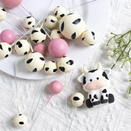 Party Supplies Cow Themed Cake Topper Cartoon Farm House Chick Kids First Birthday Decor Theme Baby Shower