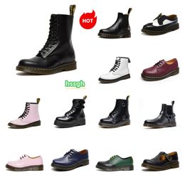 Designerstiefel Frauen Herren Dr. Martinez Stiefel Mini -Knöchel hohe Stiefel weiße Top -Leder -Winterschnee Stiefel OG 1460 glatte Oxford Sohle tragbare warme Schuhe