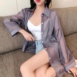 Women's Blouses Open Back Shirt For Women Sun Protection Summer Chiffon Cardigan Stylish Uv Work