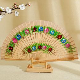 Decorative Figurines Wooden Handheld Folding Fan Printed Handmade Hand Party Supplies Wedding Anniversary Art Craft Gifts For Guest