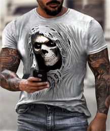 Cape skull pattern 3D printed T shirt visual impact party shirt punk goth round neck highquality American muscle style short slee6322879