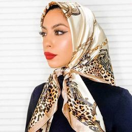 Bandanas Durag Scarves 2024 New Fashion Silk Square Scarf For Women 90*90cm Neck Hair Tie Band Bag Warp Soft Neckerchief Hijab Headscarf Female Foulard J240516