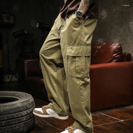 Men's Pants Japanese Retro Overalls Men Spring And Autumn Straight Leg Loose Large Size Multi-pocket Trend