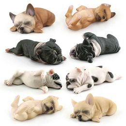 Novelty Games Simulated sleeping posture small French bulldog Shiba dog model childrens fun pet dog tabletop decoration ornament Y240521