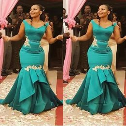 Stunning Aso Ebi African Mermaid Evening Short Sleeves Satin Formal Gowns Long Cheap Pageant Party Dresses 0521