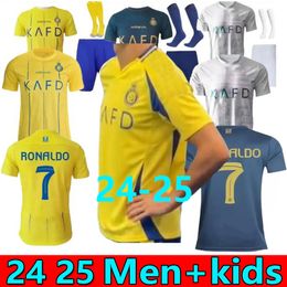 S-4XL Al Nassr FC soccer Jerseys Ronaldo mane 2024 Home yellow away 24 25 CR7 Gonzalo Talisca Ghislain Konan Vincent Aboubakar men Football shiirt Al-Nassr FC KIDS