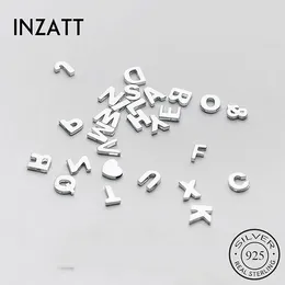 Pendants INZAReal 925 Sterling Silver Letter Pendant Necklace For Fashion Women Hiphop Fine Jewellery Minimalist Wholesale Accessories