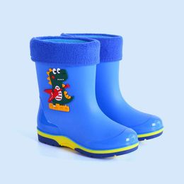 Waterproof Non-Slip Children Rainboots Four Seasons Lovely Cartoon Rubber Warm Baby Boys Girls Water Shoes Kids Rain Boots L2405 L2405