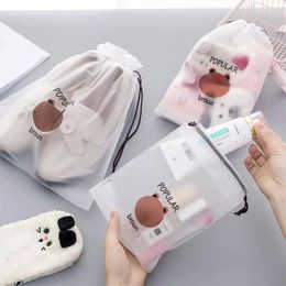 Storage Bags Cute Transparent Waterproof Shopping Bag Travel Cosmetic Drawstring Beauty Set Clothing And Footwear Organiser FU