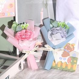 Decorative Flowers Mother's Day Gift Soap Flower Carnation Bunch Box Artificial Beautiful Romantic