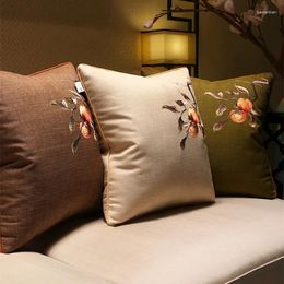 Pillow Cotton Linen Embroidered Cover For Mahogany Sofa Traditional Embroidery Case Throw