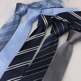 Bow Ties Men's Trendy Business Neck Tie Casual 6cm Polyester Jacquard Solid Colour Stripes Male Silk Necktie Accessories