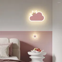 Wall Lamps Creative Kids Bedroom Bedside Lamp Pink Cloud Light With Star Blue Planet Boy Girl Children's Room Decorative Night Lights