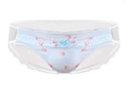 Underpants Mens Lingerie Sissy dress Cosplay Briefs See-through Mesh Cartoon Fruits Print Cute Panties Underwear7018660