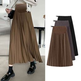 2023 Autumn Winter Pleated Thick Warm Maternity Skirts Elastic Waist Belly Casual Clothes for Pregnant Women Pregnancy vestidos L2405