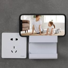 Remote Control Holder Adhesive Punch-free Socket Holder Without Drilling Mobile Phone Charging Living Room Organiser Storage Box