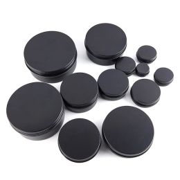 5/10/15/20/30/50/60/80/100/150/200/250ml Black Empty Round Aluminium Box Metal Tin Cans Cosmetic Cream DIY Refillable 1PC