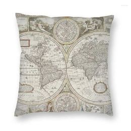 Pillow Vibrant Retro Old Map Of The World (1651) Cover Decoration 3D Double-sided Print Vintage Geometric For Sofa