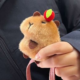 3PCS Cartoon Squeeze Plush Keychain Soft Squeak Pendant Toys Stuffed Capybara Keyring