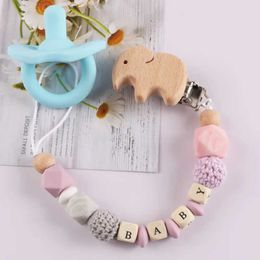 Pacifier Holders Clips# Personalised name for baby pacifier clip Elephant Beech Dummy Nipple Stand Clip Chain Silicone Teeth Neonatal Teeth Toy d240521