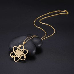 The Bigbang Theory Atom Galaxy Planet Pendant Necklace Stainless Steel Choker Star Universe Science Jewellery For Women