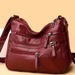 Shoulder Bags Spring 2024 Soft PU Leather Handbag Large Capacity Retro Women Brand Designer Crossbody Bag Fashion Casual