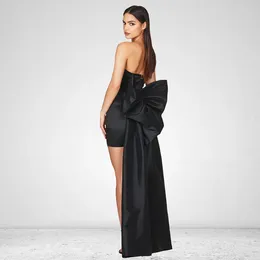 Casual Dresses Black Sexy Strapless Evening For Women Brithday Outfits 2024 Summer Party Dress Fashion Detachable Big Bowknot Prom Gown
