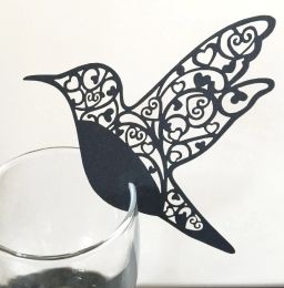 50pcs/pack Humming Birds Wedding Table Name Place Cards Wine Glass Party Decor