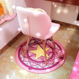 Cartoon Card Captor Sakura Rug Mat Magic Array Carpet Doormat Antislip Plush Princess Creative Handmade Living Room Coffee Table 240516