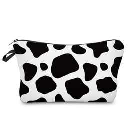 Amazon's Best-selling 3d Printed Cow Cosmetic Bag For Women Ins Style Super Popular Cow Pattern Storage Cosmetic Bag