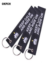 Fashion Motorcycle Keychain Car key Rings Black Keep Calm and Ride On Cars and Motorcycles Key Fobs Keychains2612936