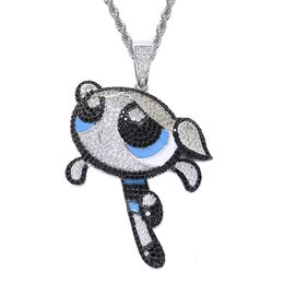 Pendant Necklaces New Cute Cartoon Flying Police Girl Bubbles Pendant Personalized Hip Hop Necklace Pendant Wkhr