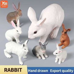 Novelty Games Simulation Cute Poultry Farm Rabbit Bunny Arctic Hare Model Action Figure Figurine Wild Desert PVC Decoration Education Kid Toy Y240521