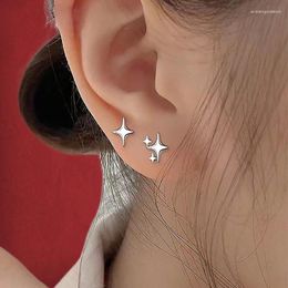 Stud Earrings 1pairs Stamp Silver Color Star Women Girl Gift Cute Banquet Asymmetry Simple Earring Party Jewelry Wholesale