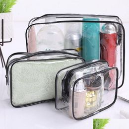 Storage Bags Travel Transparent Cosmetic Bag Pvc Women Zipper Clear Makeup Beauty Case Make Up Organiser Drop Delivery Home Garden Hou Dhmyf