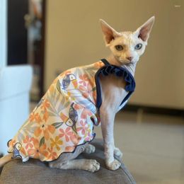 Cat Costumes Cotton Lace Flower Dress For Sphynx Soft Sleeveless Shirt Female Cats Sweet Vest Slip Skirt Devon Rex Supplies