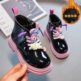 Kids Boots For Girls Winter Warm Shoes for Children Fur Boots Chelsea Ankle Girls Toddlers Platform Booties PINK,PURPLE,BLACK,