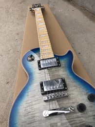 Custom lulu 6 Strings Electric Guitar Blue Silver Ace maple neck, fast shipping in stock,Classic best-selling electric guitar