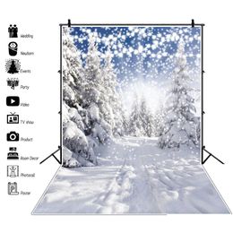 Other Event Party Supplies Winter Forest Backdrop For P Ography Snow Scenery Snowflake Natural Landscape Christmas Baby Portrait B Dh8Nv