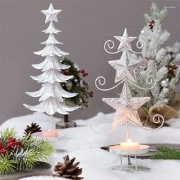 Candle Holders Star Christmas Candlestick Simplified Sliver Iron Tree Candlelit Wedding Bar Party Year Home Decor