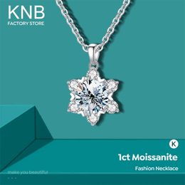 KNBLuxury Snowflake Diamond Pendant for Women Gift Real 925 Sterling Silver Necklace Sparkling Wedding Fine Jewelry 240515